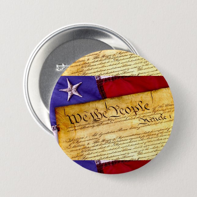 We the People Constitution of the United States 7.5 Cm Round Badge (Front & Back)