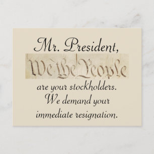 We the People Demand Trump's Resignation Postcard
