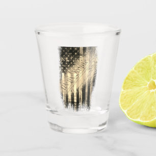 WE THE PEOPLE Desert Sepia Vintage American Flag Shot Glass