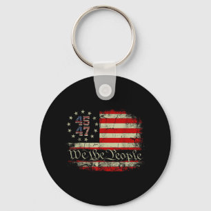 We The People Distressed Retro Flag 45 47 Trump Su Key Ring