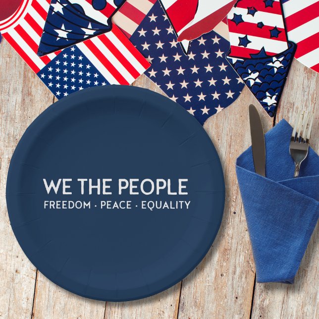 WE THE PEOPLE Freedom Peace Equality | Blue Paper Plate (Creator Uploaded)