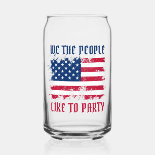 We the people Funny Distressed USA Flag July 4th Can Glass