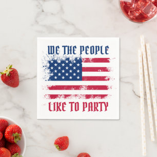 We the people Funny Distressed USA Flag July 4th Napkin