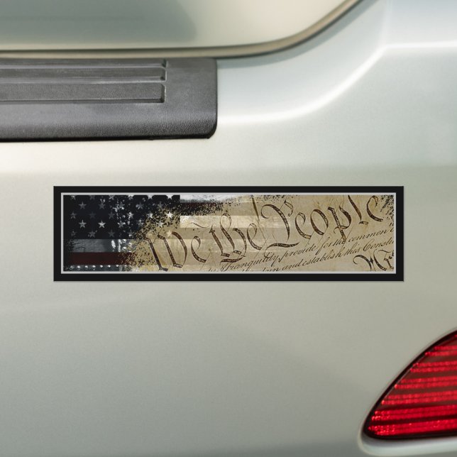 WE THE PEOPLE Industrial American Flag Bumper Sticker (On Car)