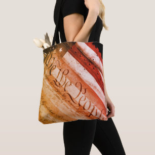 WE THE PEOPLE Industrial American Flag Tote Bag