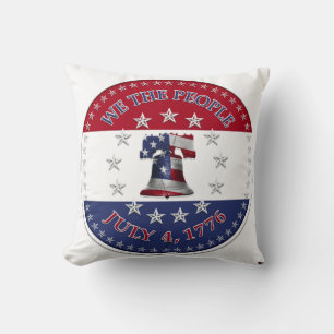 We The People July 4 1776 Bell with 13 & 50 Stars Cushion