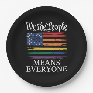 We The People Means Everyone LGBTQ Pride Paper Plate