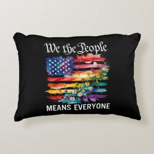 We The People Means Everyone Rainbow LGBT Gay Lesb Decorative Cushion