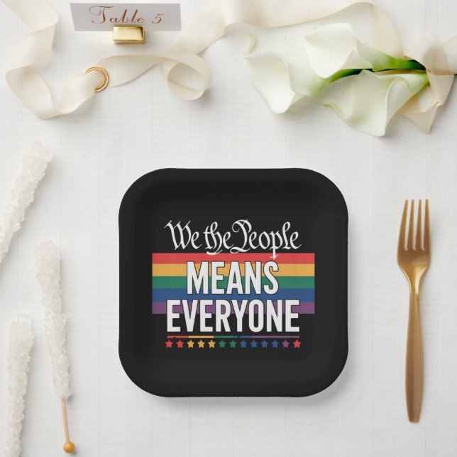 We The People Means Everyone US Constitution LGBT  Paper Plate (Wedding)