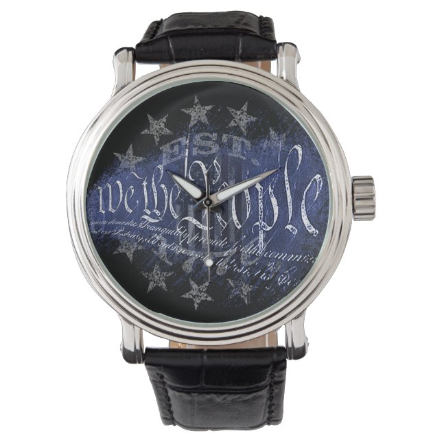 WE THE PEOPLE Patriotic 13 Stars and American Flag Watch (Front)