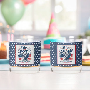 We the People Red White Blue 250 Year 4th of July Whiskey Glass