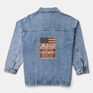 We the People Reread Flag Quote Denim Jacket