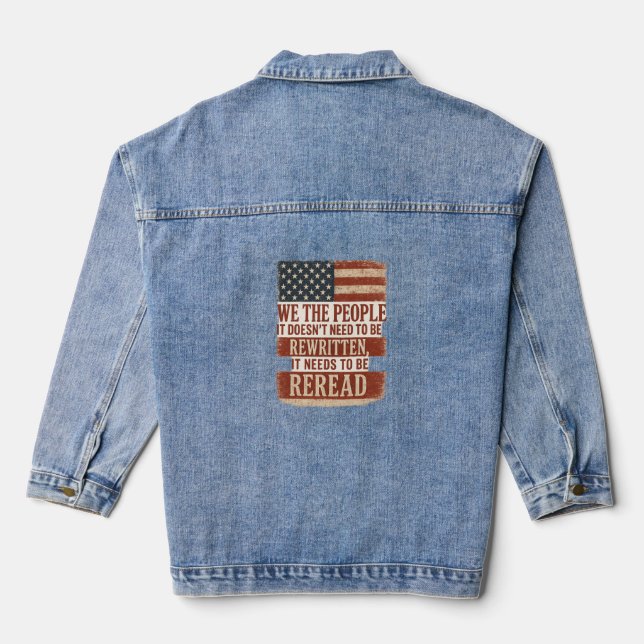 We the People Reread Flag Quote Denim Jacket (Back)