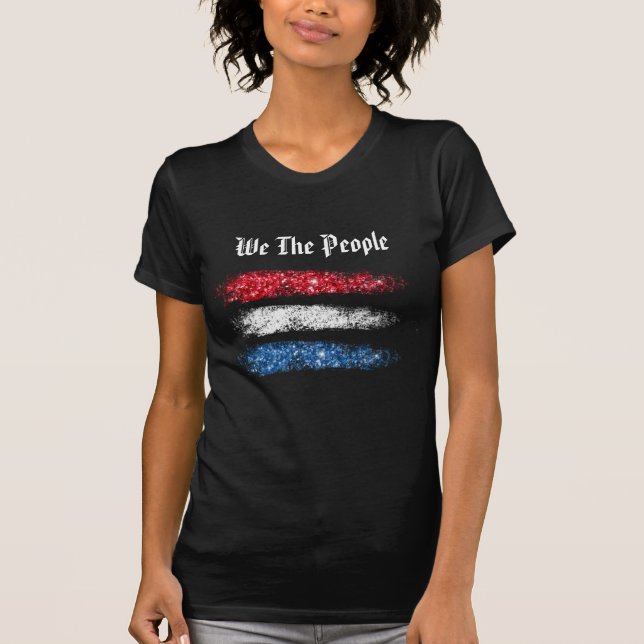 *~* We The People Simple Abstract American Flag T-Shirt (Front)