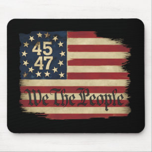 We The People Trump 45 47 Distressed Vintage Flag Mouse Pad