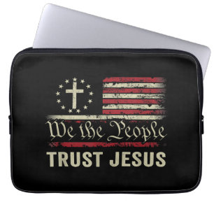 We The People Trust Jesus - USA Flag Christian Pat Laptop Sleeve
