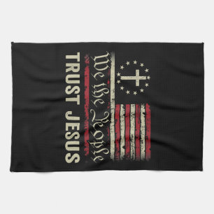 We The People Trust Jesus - USA Flag Christian Pat Tea Towel