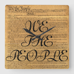 We The People U.S. Constitution Square Wall Clock