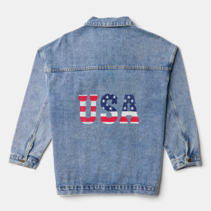 We The People Usa Vintage Old American Flag Patrio Denim Jacket