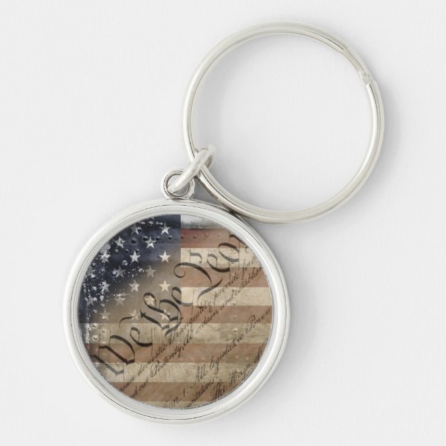 We The People Vintage American Flag Key Ring (Front)