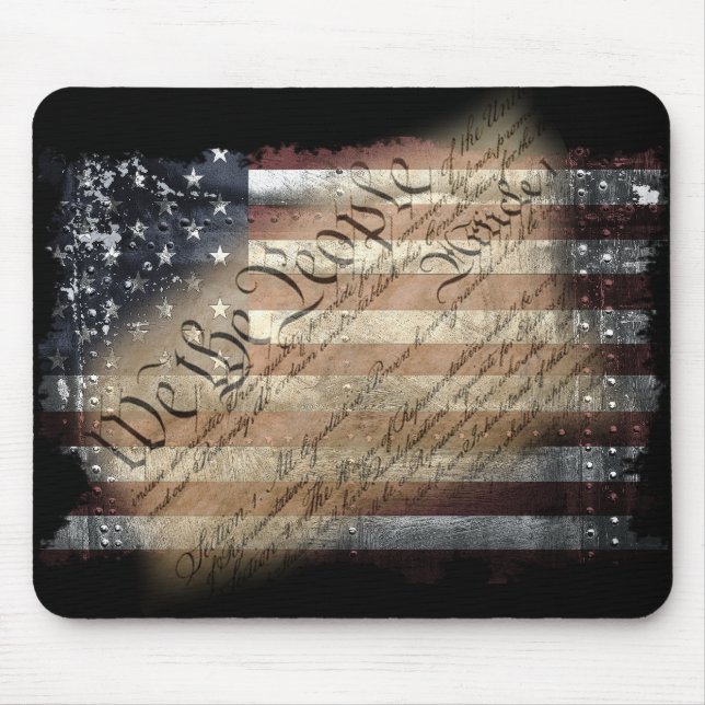 We The People Vintage American Flag Mousepad (Front)