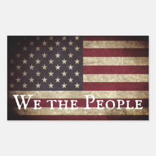 We the People Vintage American Flag  Rectangular Sticker