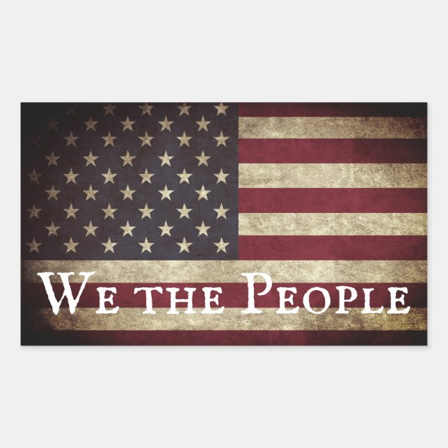 We the People Vintage American Flag  Rectangular Sticker (Front)