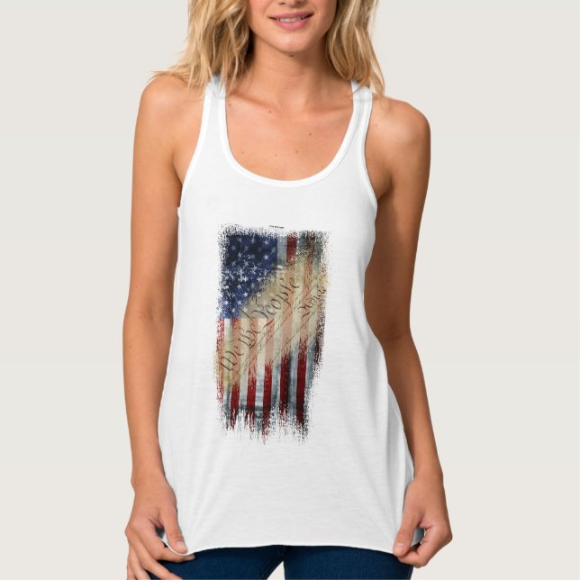 We The People Vintage American Flag Singlet (Front)