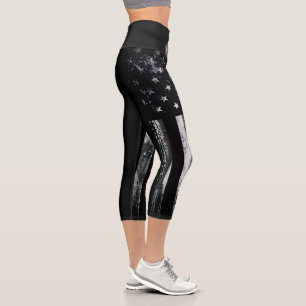 WE THE PEOPLE Vintage Industrial American Flag Capri Leggings