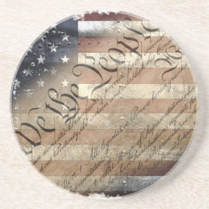 WE THE PEOPLE VINTAGE INDUSTRIAL USA FLAG Coaster