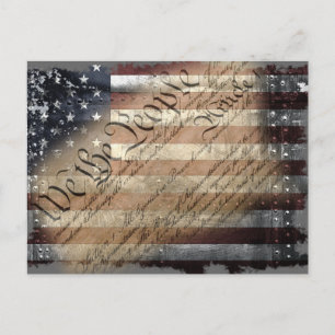 WE THE PEOPLE VINTAGE INDUSTRIAL USA FLAG Postcard