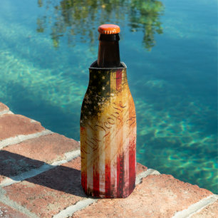 WE THE PEOPLE Vintage Retro Rock American Flag Bottle Cooler