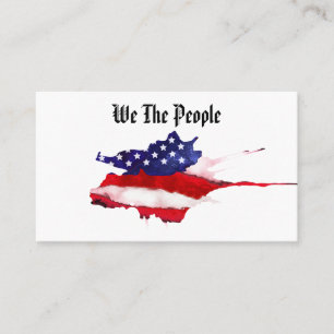 *~* We The People Watercolor American Flag Business Card