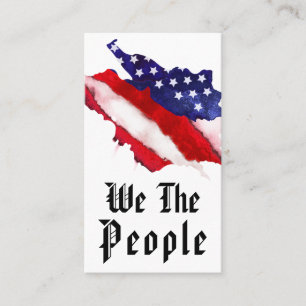 *~* We The People Watercolor American Flag Business Card