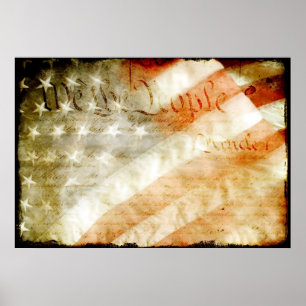 We The People with American Flag Poster