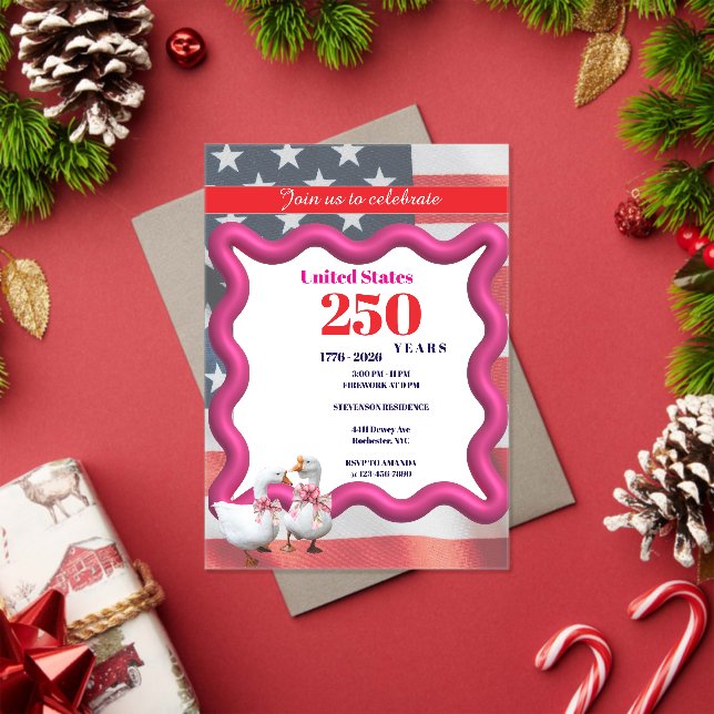 We The Silly Geese 250th Funny Celebration Acrylic Invitations (Insitu (Holiday))
