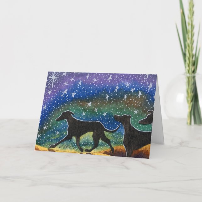 We three greyhound dogs holiday card (Front)