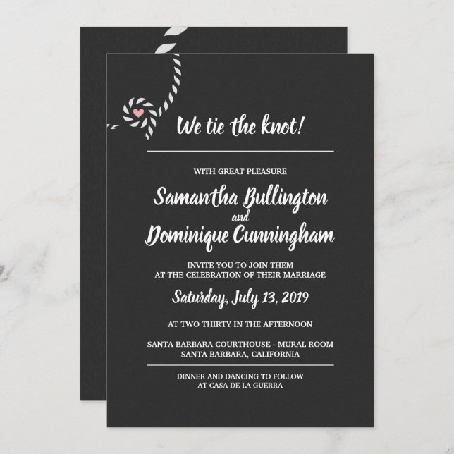 We tie the knot Wedding Invitation (Front/Back)