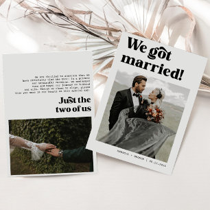 We Tied The Knot Bold Retro Wedding Photo Announcement
