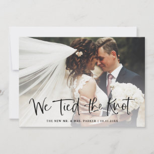 We Tied the Knot Casual Script Photo Elopement Announcement
