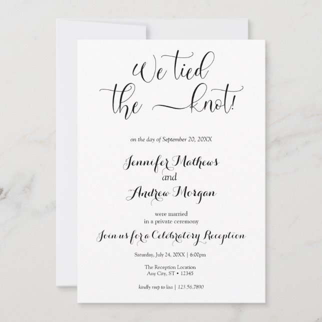 We Tied the Knot | Casual Wedding Reception Invitation (Front)