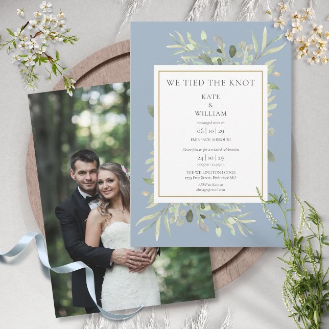 We Tied The Knot Dusty Blue Elopement Announcement (Creator Uploaded)