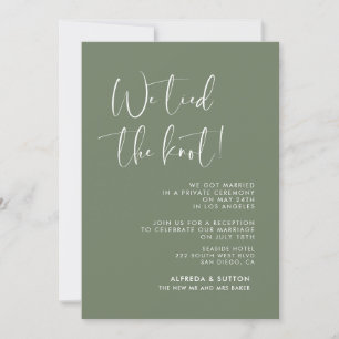 We tied the knot Elegant & modern Dark sage green Invitation