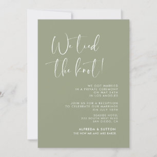 We tied the knot Elegant & modern Sage green Invitation