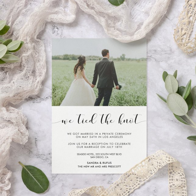 We tied the knot Elegant photo announcement (Creator Uploaded)