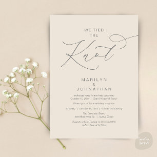 We tied the knot, Elopement Reception Dinner Invitation
