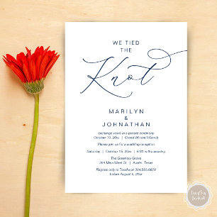 We tied the knot, Elopement Reception Dinner Invitation