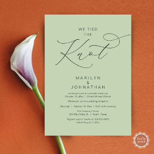 We tied the knot, Elopement Reception Dinner Invitation
