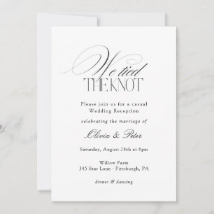 We Tied the Knot Elopement Wedding Reception Invitation