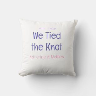 we tied the knot engagement wedding purple name da cushion